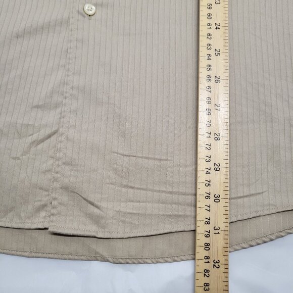 Arrow Mens Dress Shirt Satin Twill XXL 18.5 36/37 Button Up Long Sleeve Beige - Picture 14 of 15